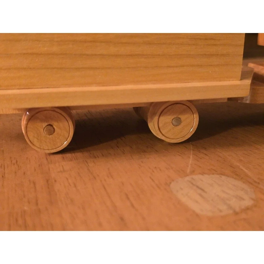 Vintage Handcrafted Wooden Train Steam Locomotive No. 2 & Tender Car - Artist...